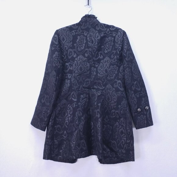 Insight New York Black Military Styled Jacquard Wool Blend Coat Size 10 Gothic - Picture 16 of 16